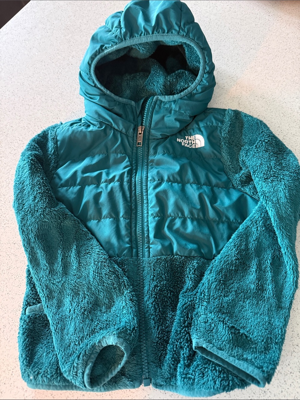 The North Face Teal Hooded Fleece & Quilted Jacket